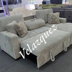 ✅️✅️2-Piece Convertible Sectional
Sleeper Sofa W/Fold-Down Table & Chaise Storage✅️