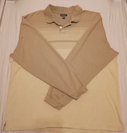 Van Heusen XXL Brown Long Sleeve Polo Shirt 2 Button