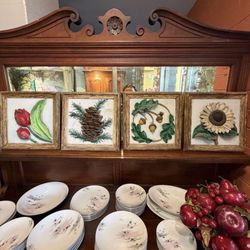 Vintage Ceramic Wall Art Set Of Four 12 By 12 