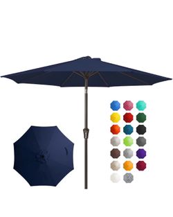10FT Outdoor Patio Umbrella Outdoor Table Umbrella with Push Button Tilt and Crank, Market Umbrella 8 Sturdy Ribs UV Protection Waterproof for Pool, G