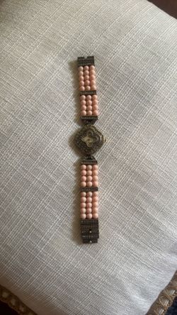 New Heidi Daus Belgium Disc Beaded Swarovski Smokey Crystal 6.5" Bracelet Watch