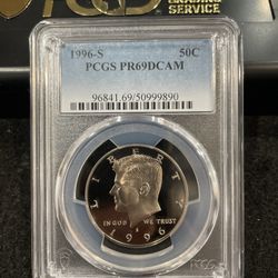 1996 S Gem Proof Kennedy Half Dollar Graded At PR69 With A Deep Cameo I-2