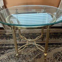 Glass And Gold Coffee Table With 2 Matching Side Tables 