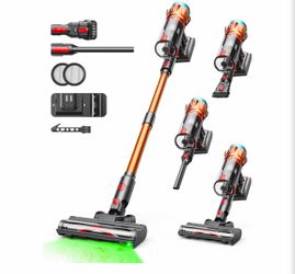 Cordless Vacuum Cleaners for Home, Powerful 8-in-1 Lightweight Stick Vacuum 50 Mins Runtime, Self-Standing, Anti-Tangle Brush, LED Light, Rechargeable