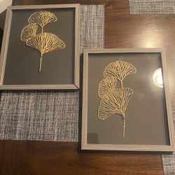 Set Of 2 Shadow Frame Decorations Black And Gold 10x12