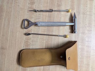 Vintage Noymer West Germany Travel Bar Cocktail Tool Set Leather Case