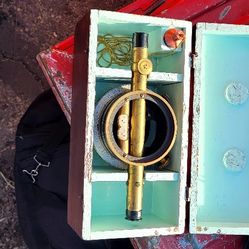 Old Antique Survaying Tool , Brass In Wood Box