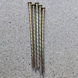 65 artificial turf stakes 6" galvanized metal spiral landscape spikes rust resistant anchoring nails