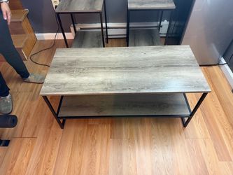 Industrial Coffee Table with Lower Shelf