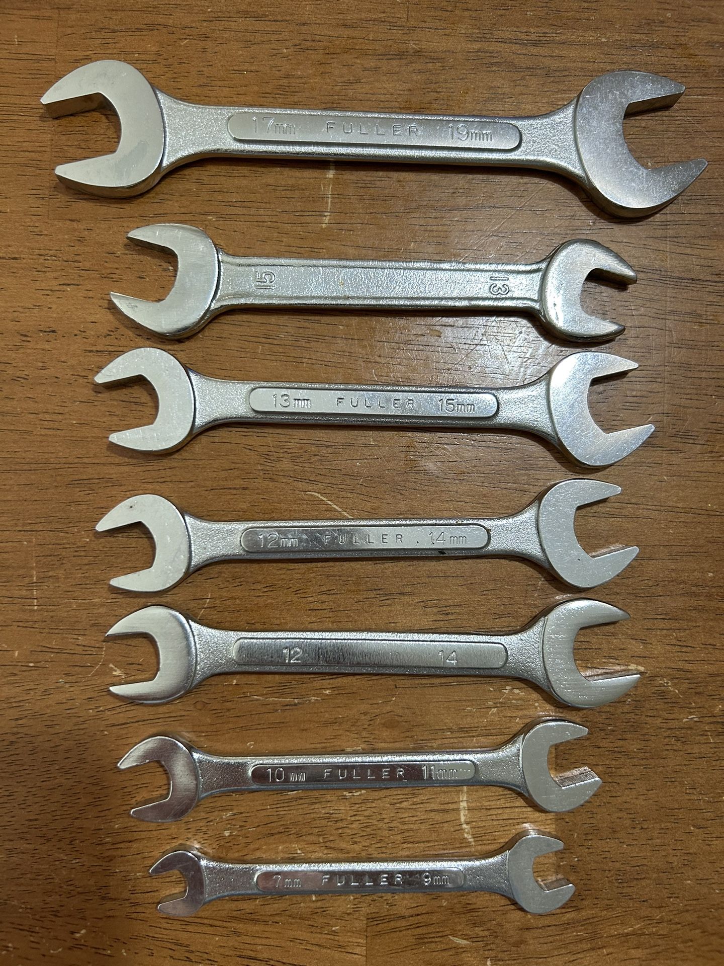 Collection of 7 Metric Open End Wrenches