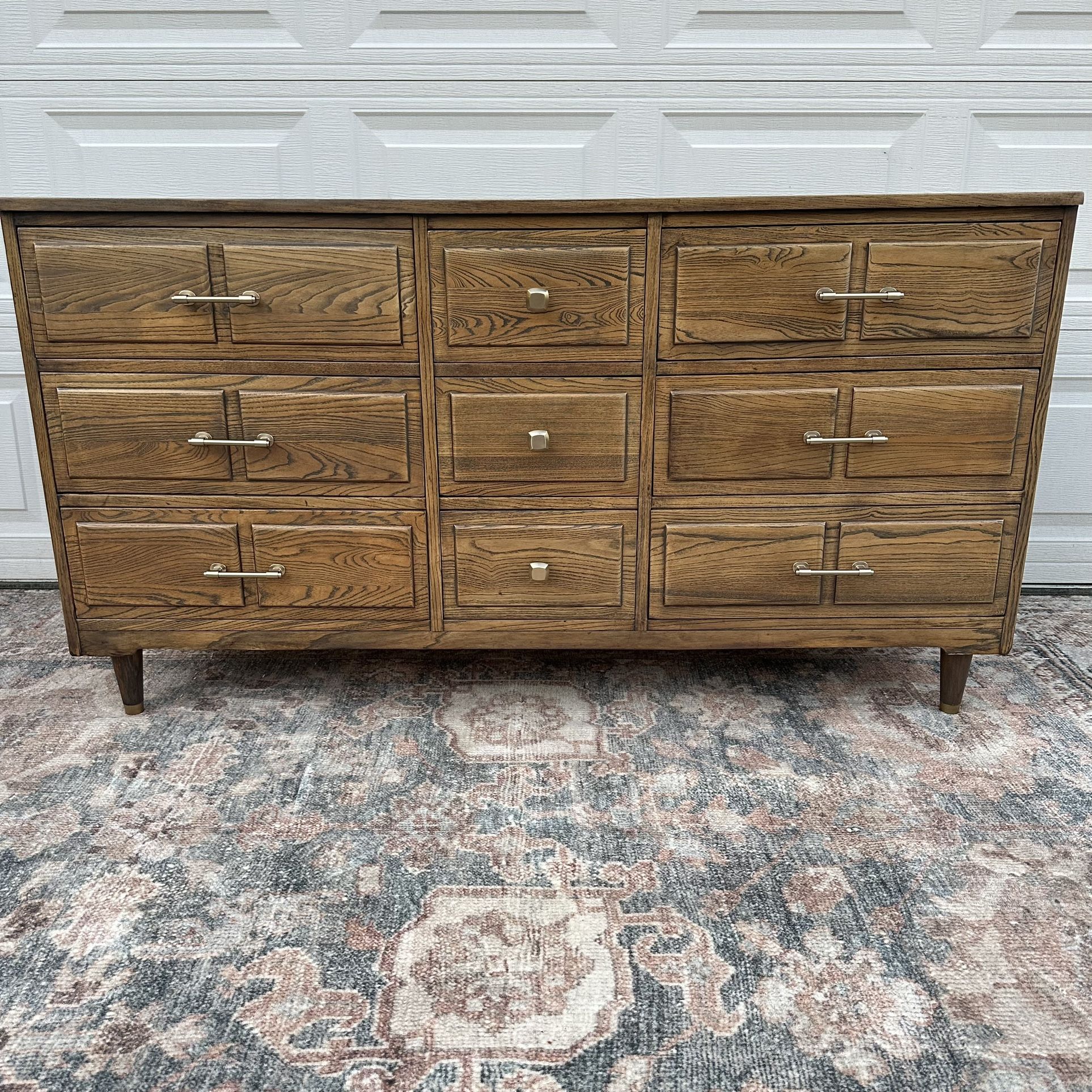 Freshly Refinished MCM Solid Wood 9 Drawers Dresser, L.A.Period Furniture Company