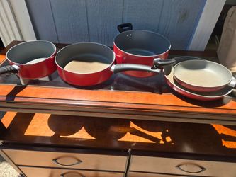 Set of Red Non-Stick Cookware