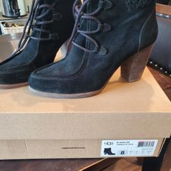 UGG Australia ANALISE Black Suede Sheepskin Ankle Boots Size US 8 W/B SN#1008620

