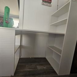 White Desk With Shelves