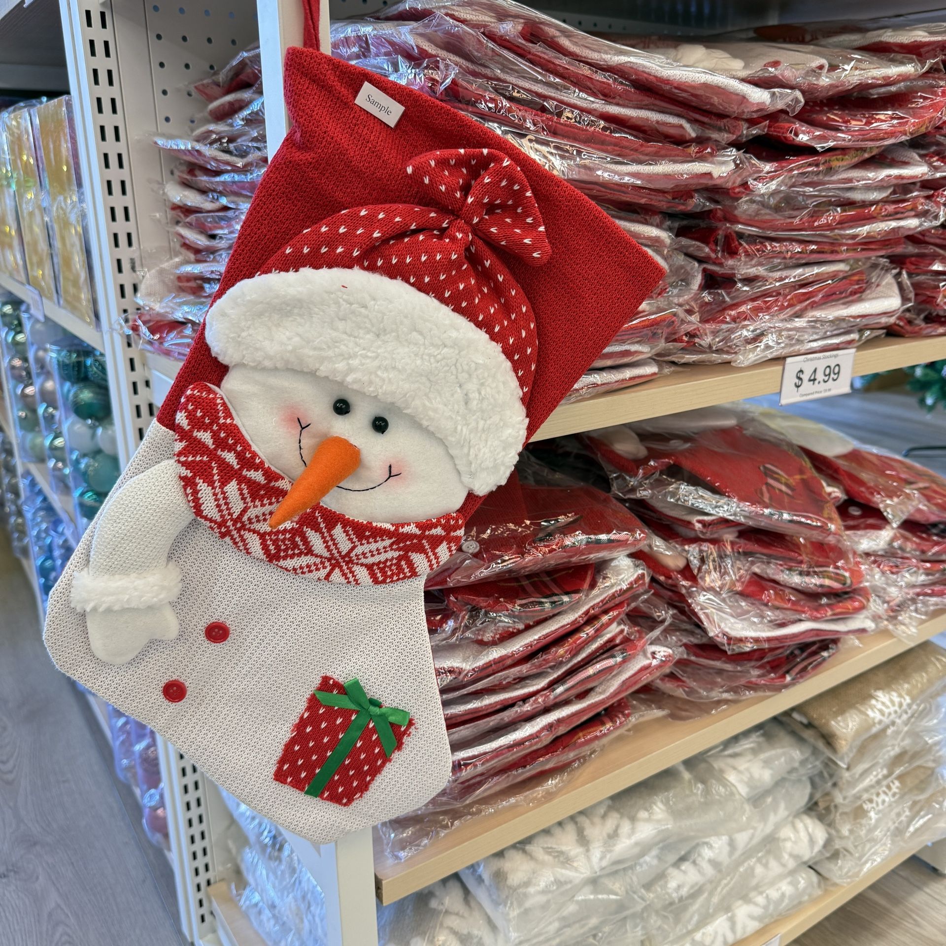 Cute Snowman Christmas Big Sock Decor