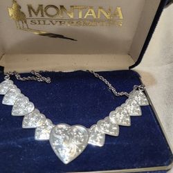 Montana Silversmiths Hearts  Necklace-Choker - 925 Sterling Chain
