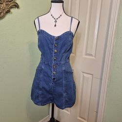 Denim Button Romper Large 