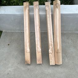 New 4 Pcs, Wooden Carved Post Or Leg 