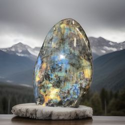 Labradorite stone in a free form, free-standing shape