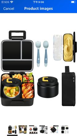 Bento Lunch Box with 8oz Soup Thermo and Insulated Lunch Bag, Kids Leakproof Lunch Food Containers with 5 Compartment, Boys Girls Thermo Hot Food Jar 