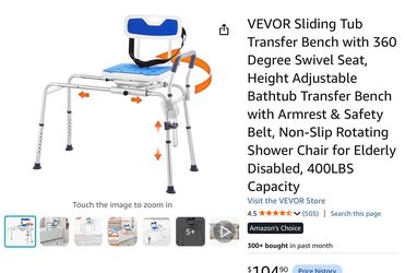 VEVOR Sliding Tub Transfer Bench w/ 360° Swivel Seat – NEW – $50