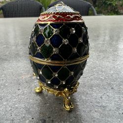 High Quality Fancy Easter Egg Hand Enameled Russian Faberage Egg Trinket Box!!