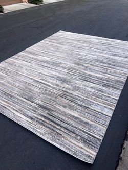 Large Area Rug Gray Beige Striped