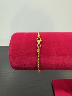 Sterling Silver 925. 18KT GP Rope Bracelet with Lobster Clasp