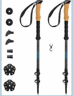CASCADE Trekking Poles Ultra Light 100% Carbon Fiber Trekking, Walking, and Hiking Poles - Ultra Light, Ultra Durable, Quick Lock Feature for Easy Hei