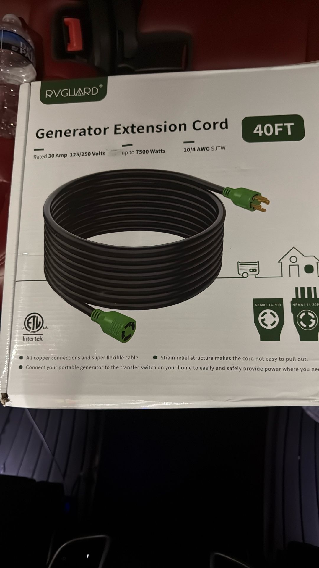 RVGUARD 4 Prong 30 Amp 40 Foot Generator Extension Cord