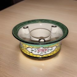 Antique Rare LIMOGES B.S. Porcelain Chinoiserie Flower Candle Holder, France