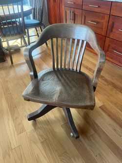 antique oak swivel banker's chair