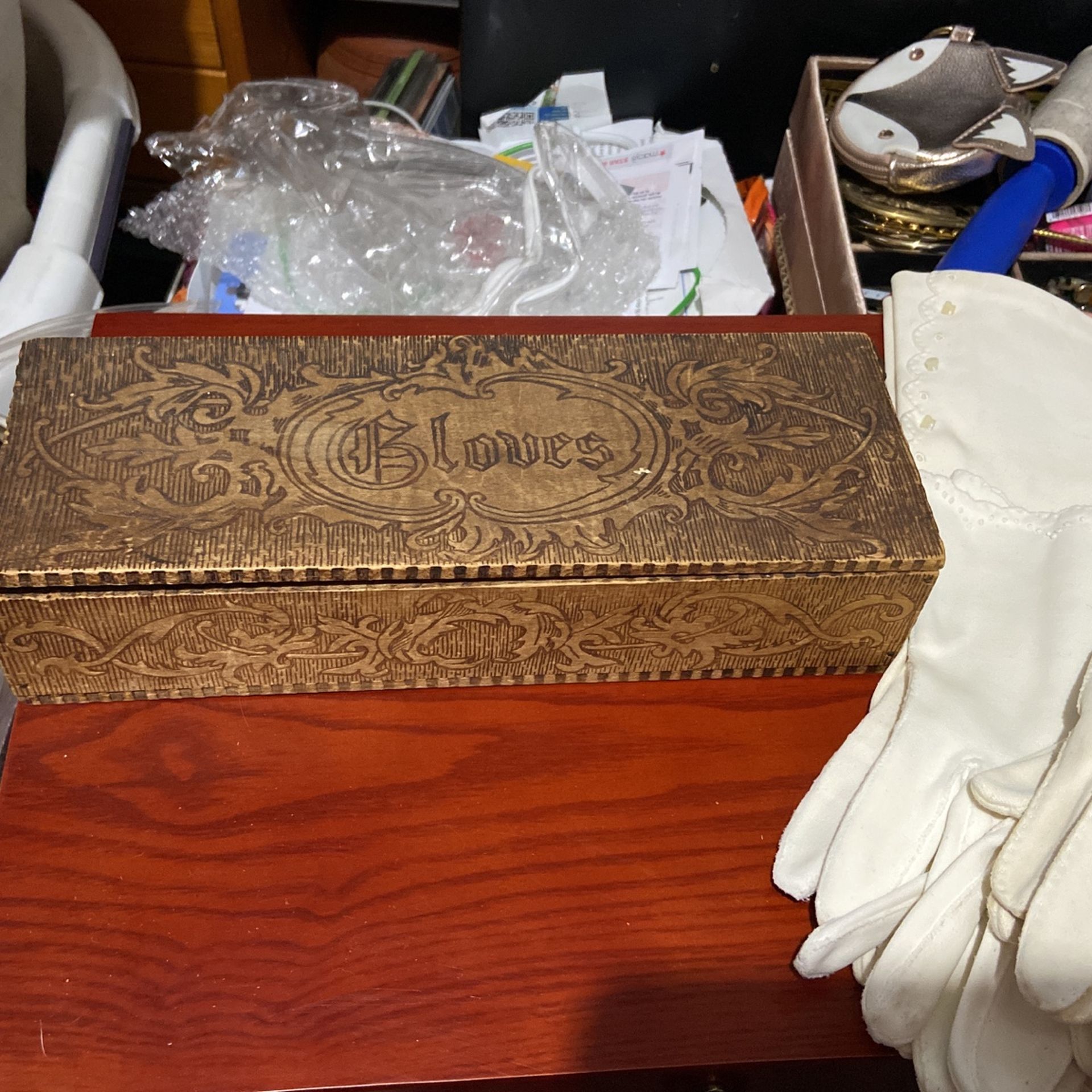 Antique Glove Box With Antique & Vintage Wedding Gloves