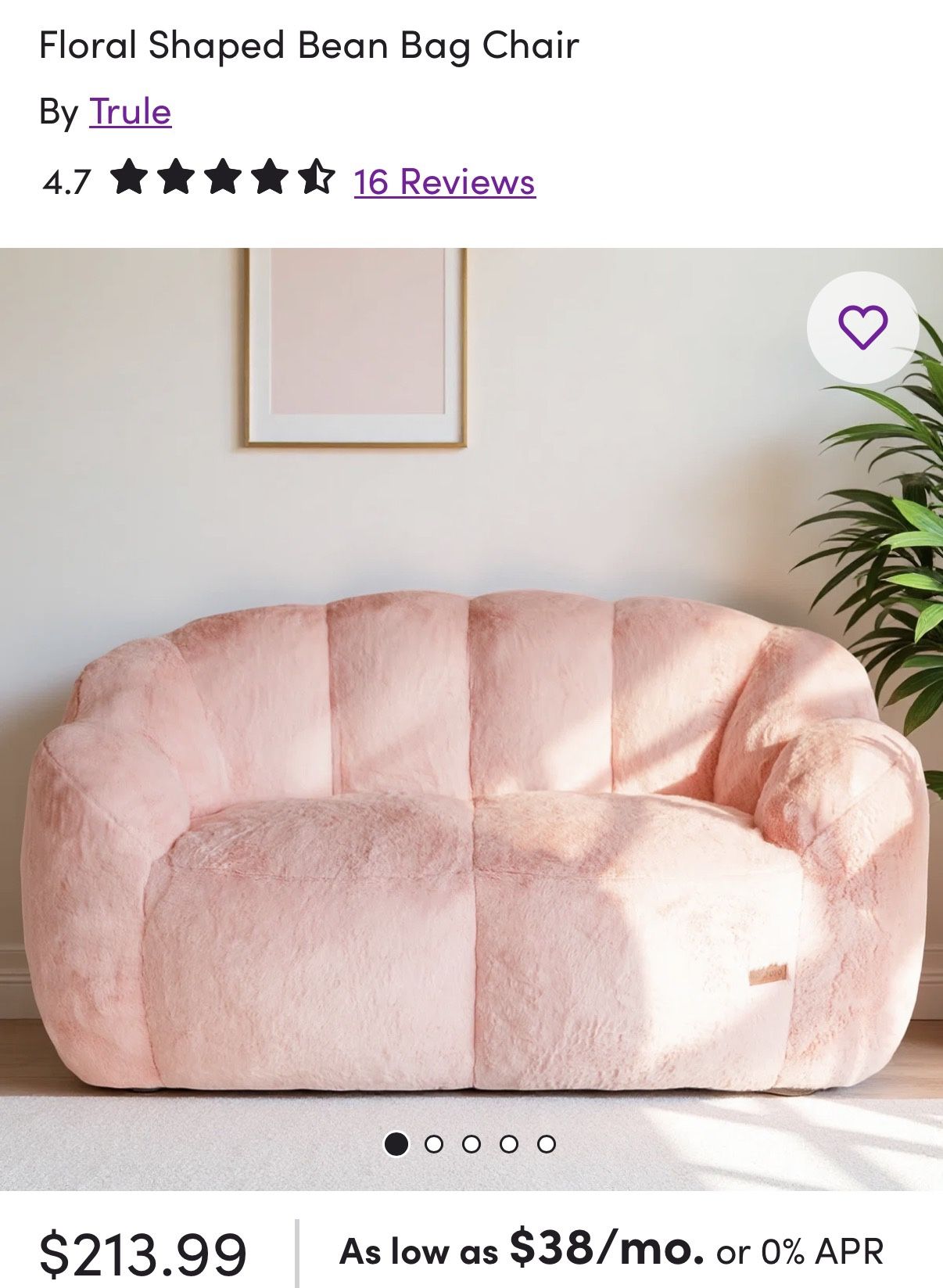 New Unused Pink Bean Bag Couch