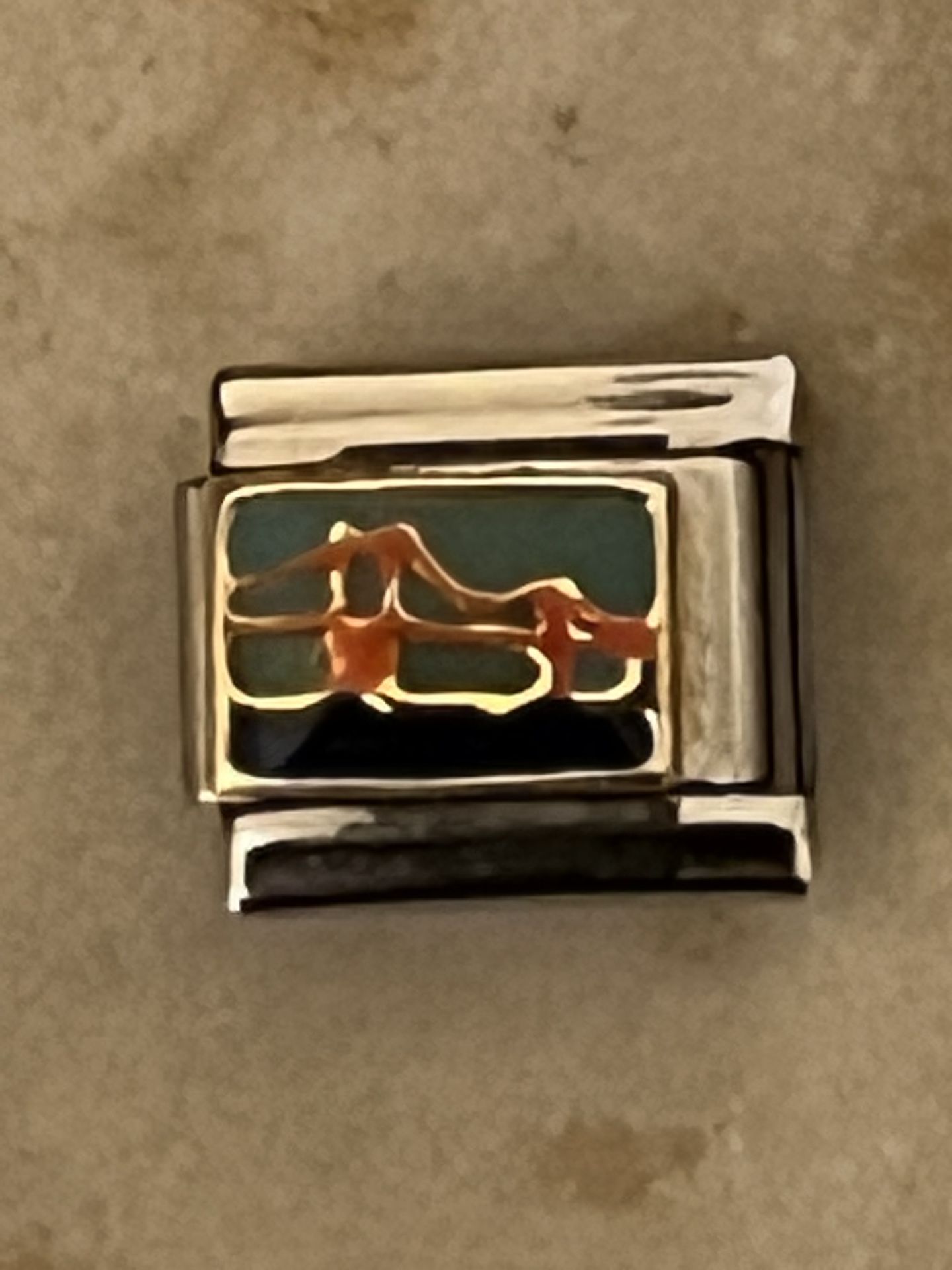 Puzzle Collection Italian 9mm Stainless Steel Golden Gate Bridge Charm Link EUC