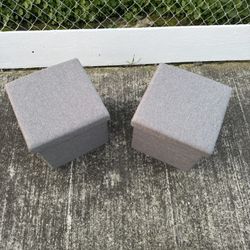 Gray Linen Look Folding Ottoman