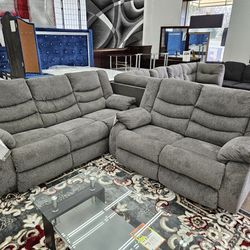 New Stock Financing Special Ashley Tulen Gray Color 2pc Recliner Sofa Loveseat Special 