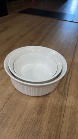 CorningWare French White 3-Piece Round Baking Dishes Set (No Lids)