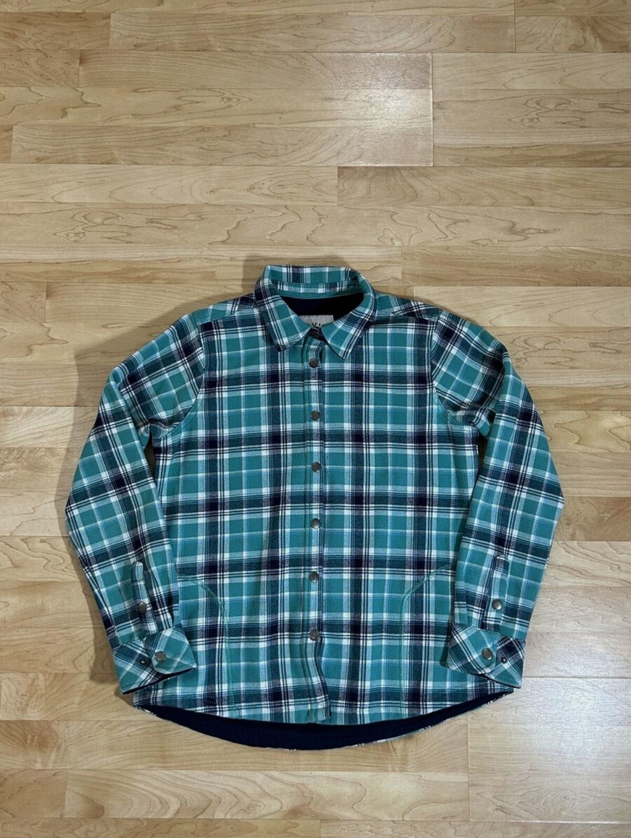 Orvis Womens Large Flannel Button Up Shirt Blue/Green Plaid