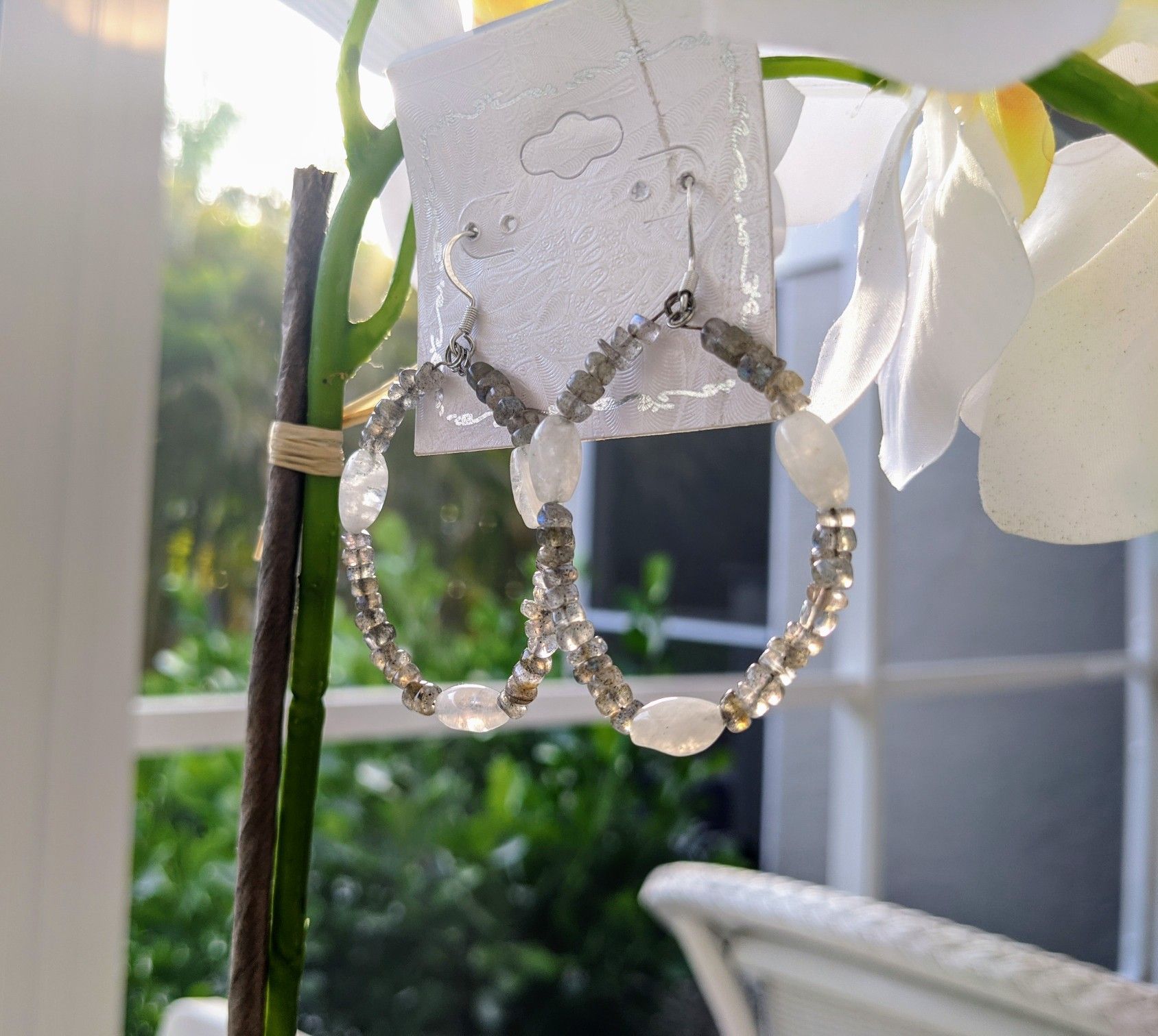 Labradorite & Moonstone Hoop Earrings