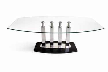 Large Glass And Stone Table 71” X 40”