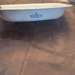 Corning ware, roaster, corn, flour, blue