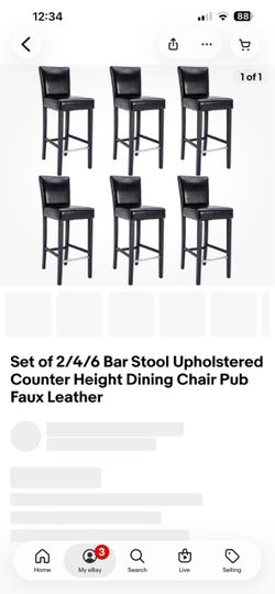 Bar Stools Brand new in Box Set of 6-25.5”Black Faux Leather Bar Stools