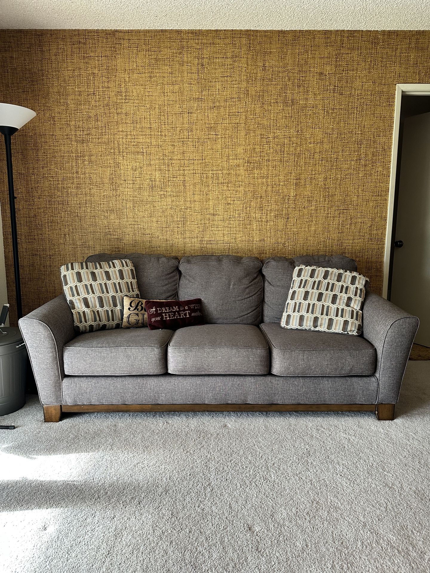Grey Upholstered Couch Set (2) - 3 Seater And Loveseat