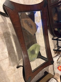 Wood and glass coffee table