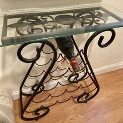 $75 Glass Top 15 Bottle Metal Wine Rack