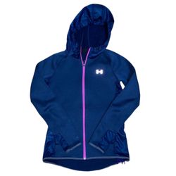 UNDER ARMOUR Sweatshirt Women’s Hooded Full Zip Navy Blue Size XS.