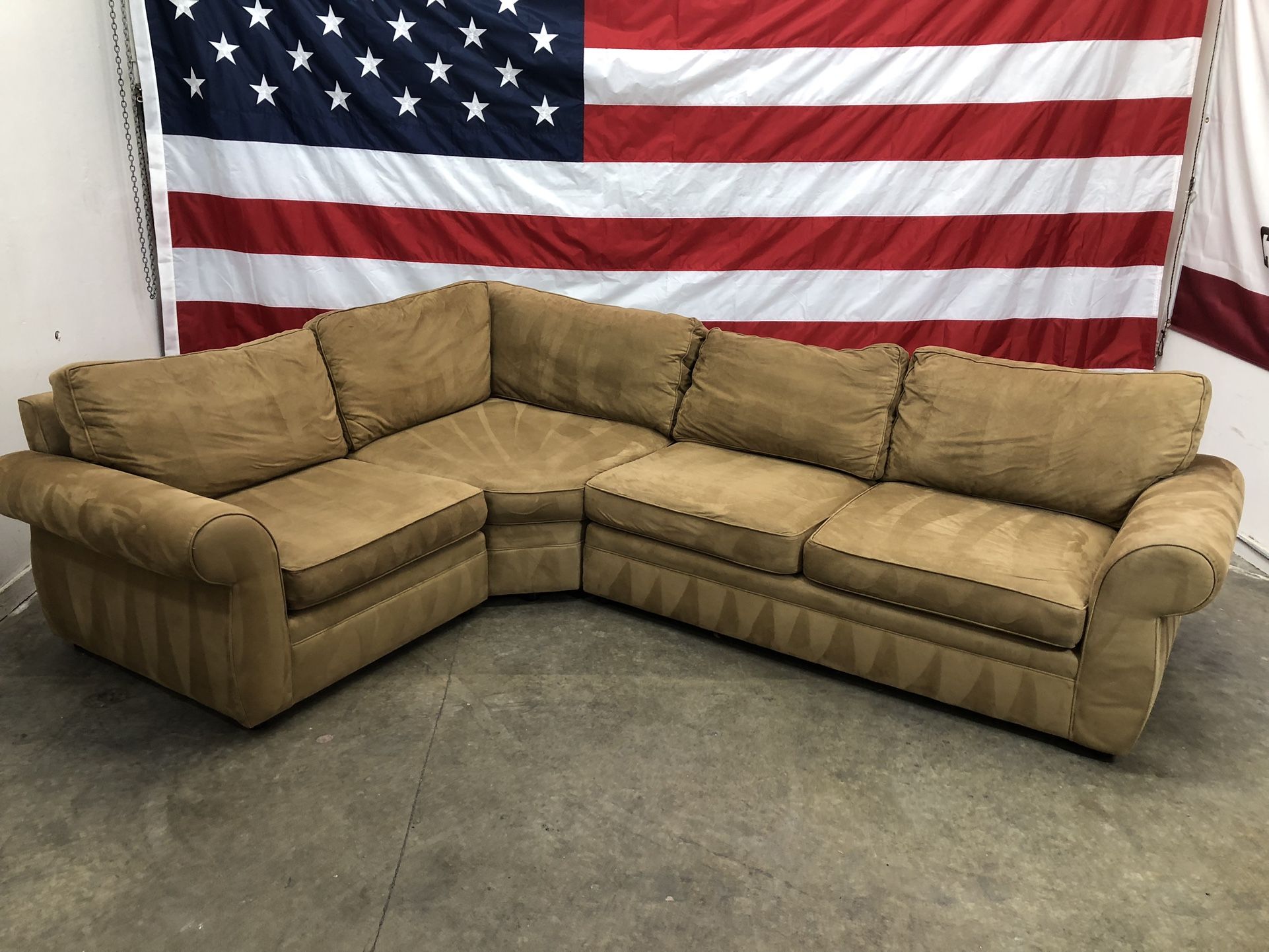 Free Delivery - Pottery Barn Suede 3 Piece Sectional Couch