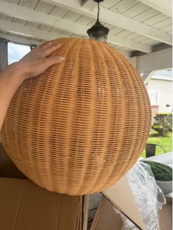 New Extra Lg woven rattan pendant 3-light