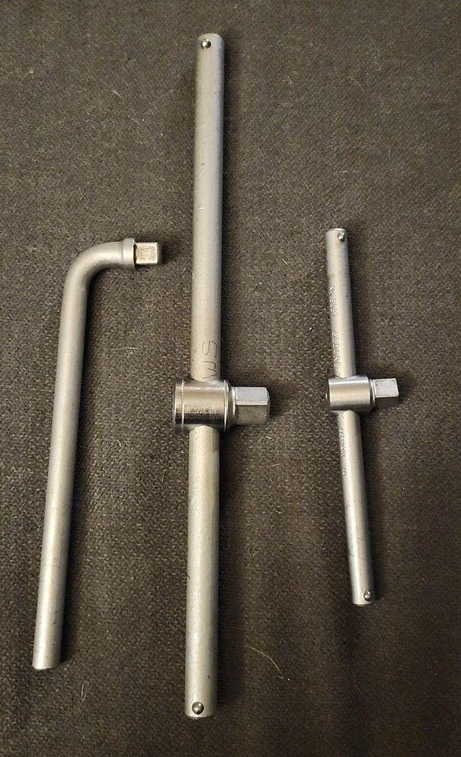 VINTAGE Gedore Sliding T-Handle Breaker Bar Lot With L-Handle Bar LOOK!!!!
